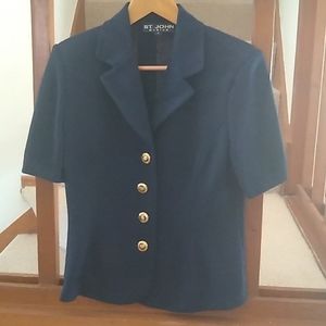 St. John Knit Navy Blue Short Sleeves Jacket SZ 6.